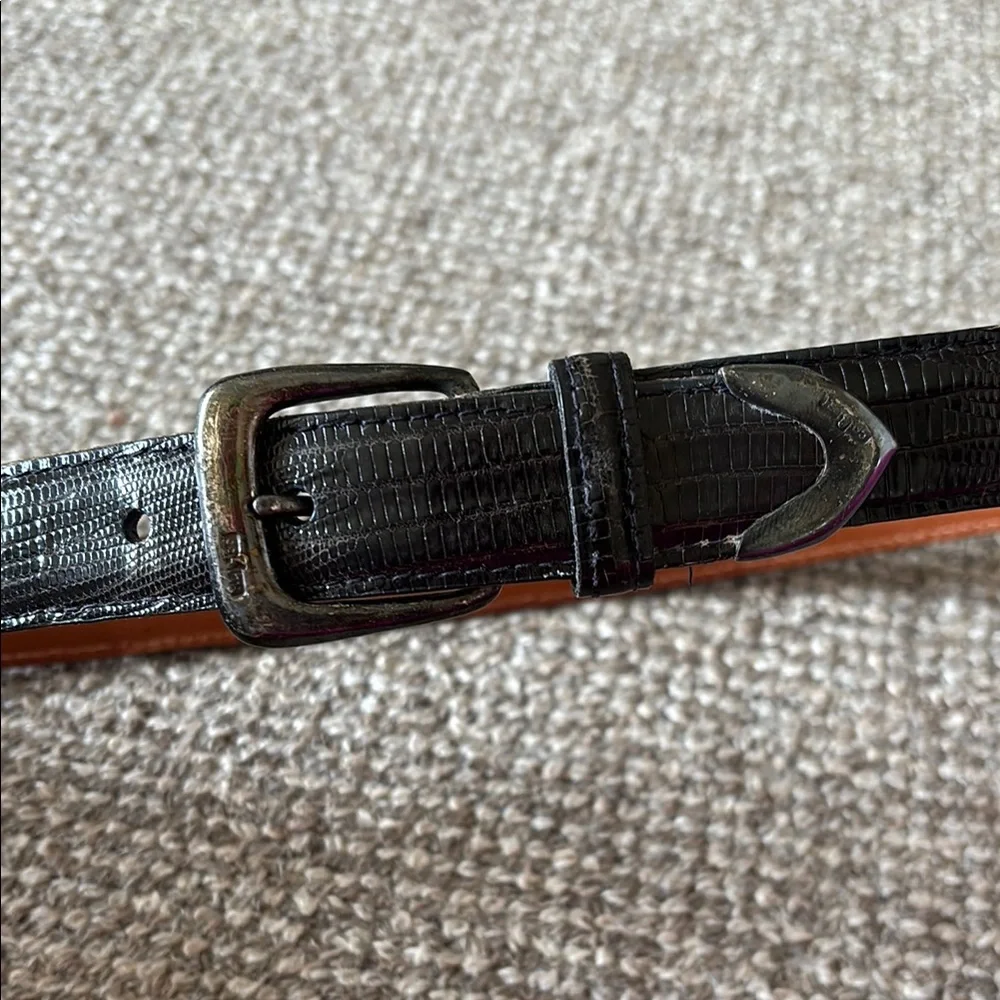 Ralph Lauren Lizard Black womens Belt - Classic Buckle Sz 28 - Picture 1 of 4
